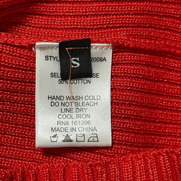 Follow The Sun Ribbed Puff Sleeve One Shoulder Red Size S Small - Picture 5 of 6